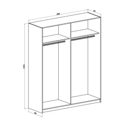 Garnero Arredamenti Armadio Ante Scorrevoli|Guardaroba-Armadio 180x219h cm 2 ante scorrevoli bianco frassinato cemento Mosca Cemento - Bianco Frassinato