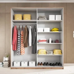 Garnero Arredamenti Armadio Ante Scorrevoli|Guardaroba-Armadio 200x210h cm 2 ante scorrevoli bianco rovere Nexus Gihome®