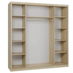 Garnero Arredamenti Armadio Ante Scorrevoli-Armadio 200x215h cm 2 ante scorrevoli con specchio rovere sonoma bianco opaco Silven Rovere sonoma - Bianco opaco