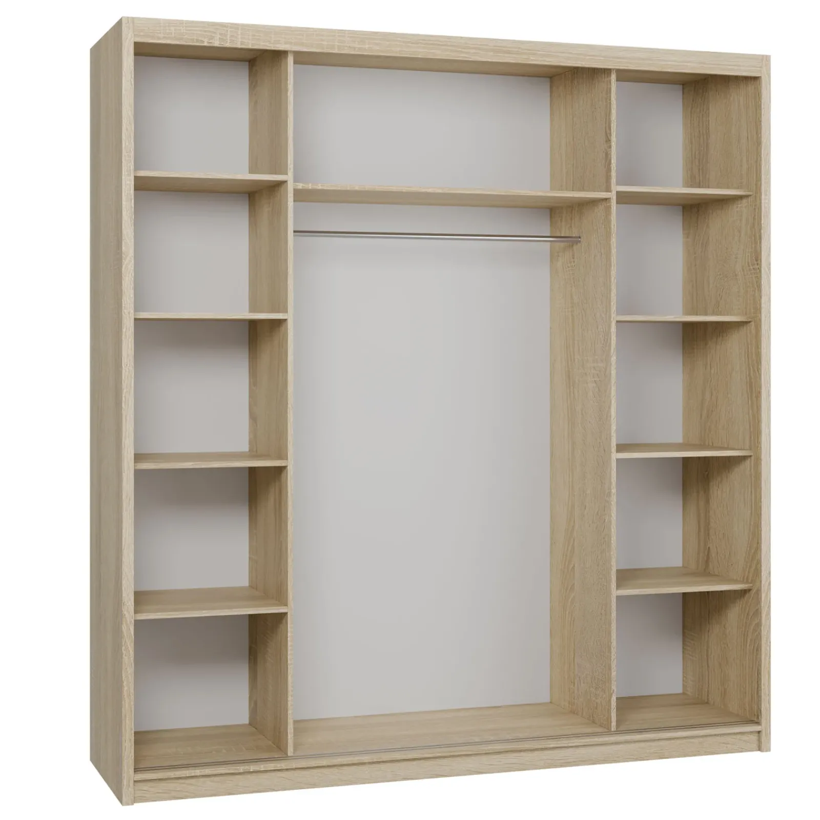 Garnero Arredamenti Armadio Ante Scorrevoli-Armadio 200x215h cm 2 ante scorrevoli con specchio rovere sonoma bianco opaco Silven Rovere sonoma - Bianco opaco