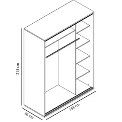 Garnero Arredamenti Armadio Ante Scorrevoli|Guardaroba-Armadio 155x215h cm 2 ante scorrevoli moderno Eliot Stampa Fenicottero