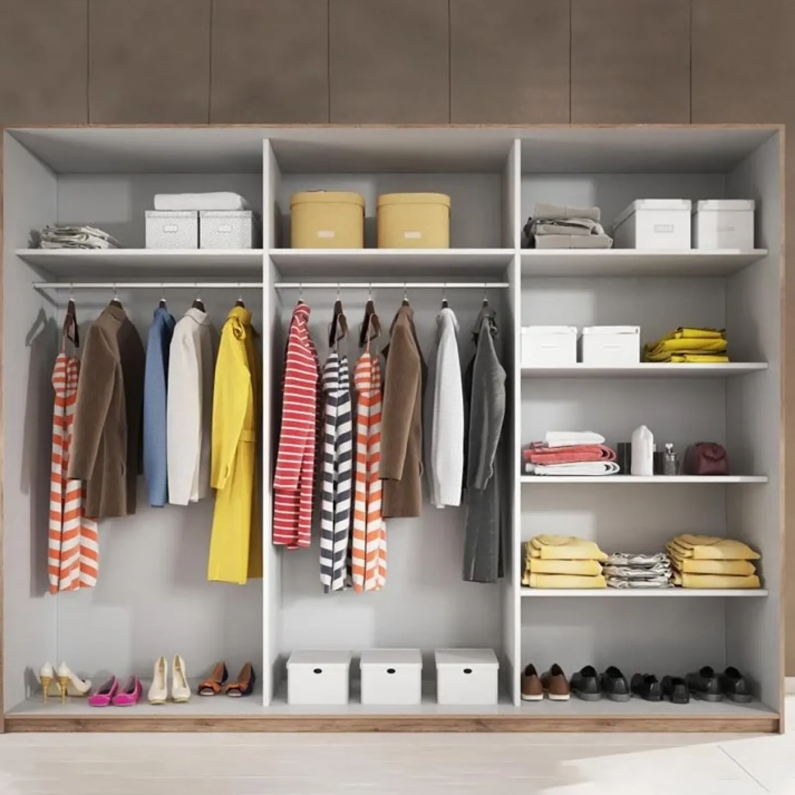 Garnero Arredamenti Armadio Ante Scorrevoli|Guardaroba-Armadio 270x210h cm 2 ante scorrevoli rovere nero lucido Cortina Gihome® Nero Lucido - Wengè