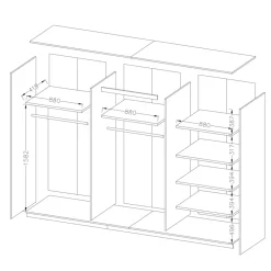 Garnero Arredamenti Armadio Ante Scorrevoli|Guardaroba-Armadio 270x210h cm 2 ante scorrevoli rovere nero lucido Cortina Gihome® Nero Lucido - Wengè