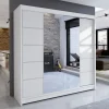 Garnero Arredamenti Armadio Ante Scorrevoli-Armadio 180x215h cm 2 ante scorrevoli con specchio centrale bianco opaco Karl