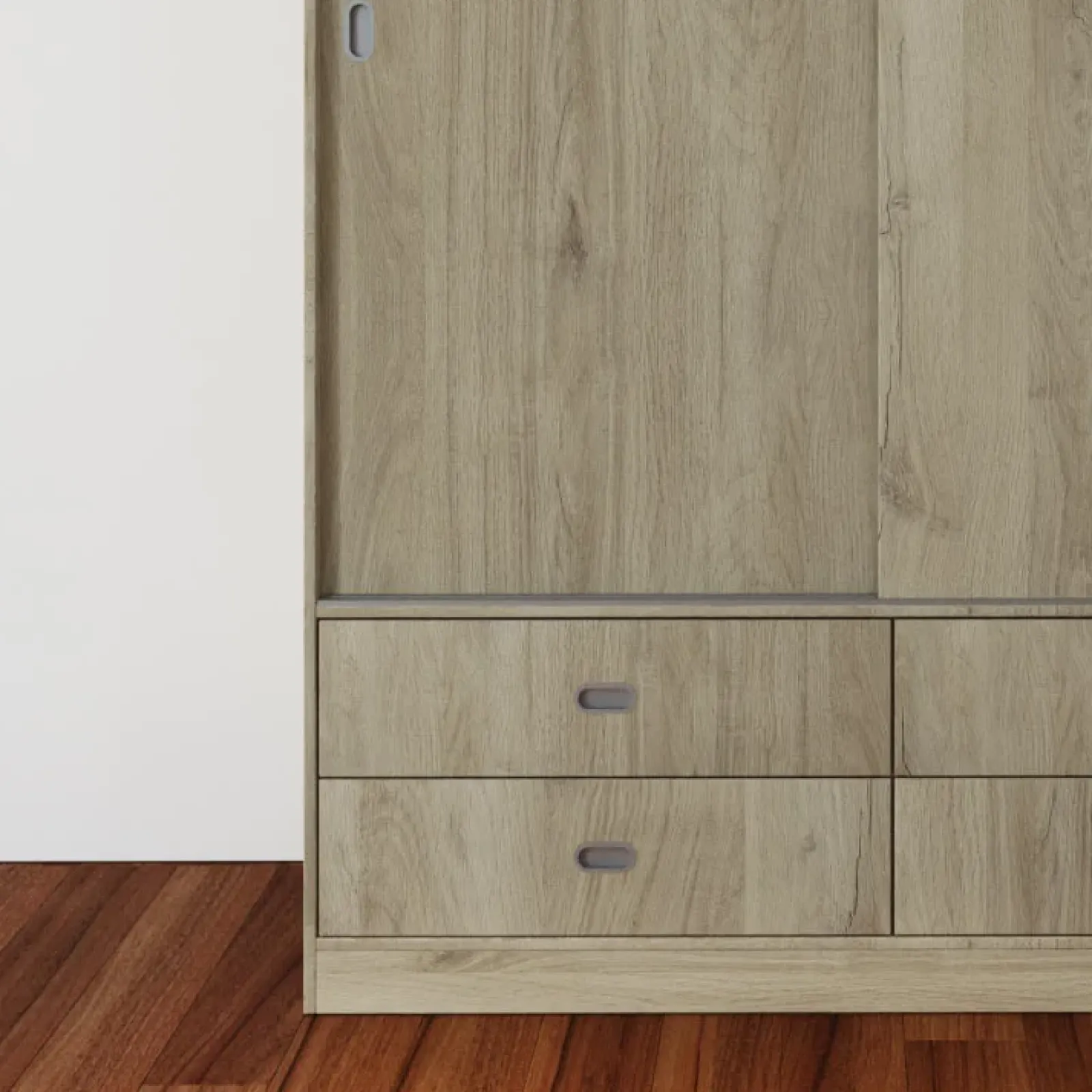 Garnero Arredamenti Armadio Ante Scorrevoli|Guardaroba-Armadio 150x201h cm 2 ante scorrevoli 4 cassetti rovere sonoma Danubio