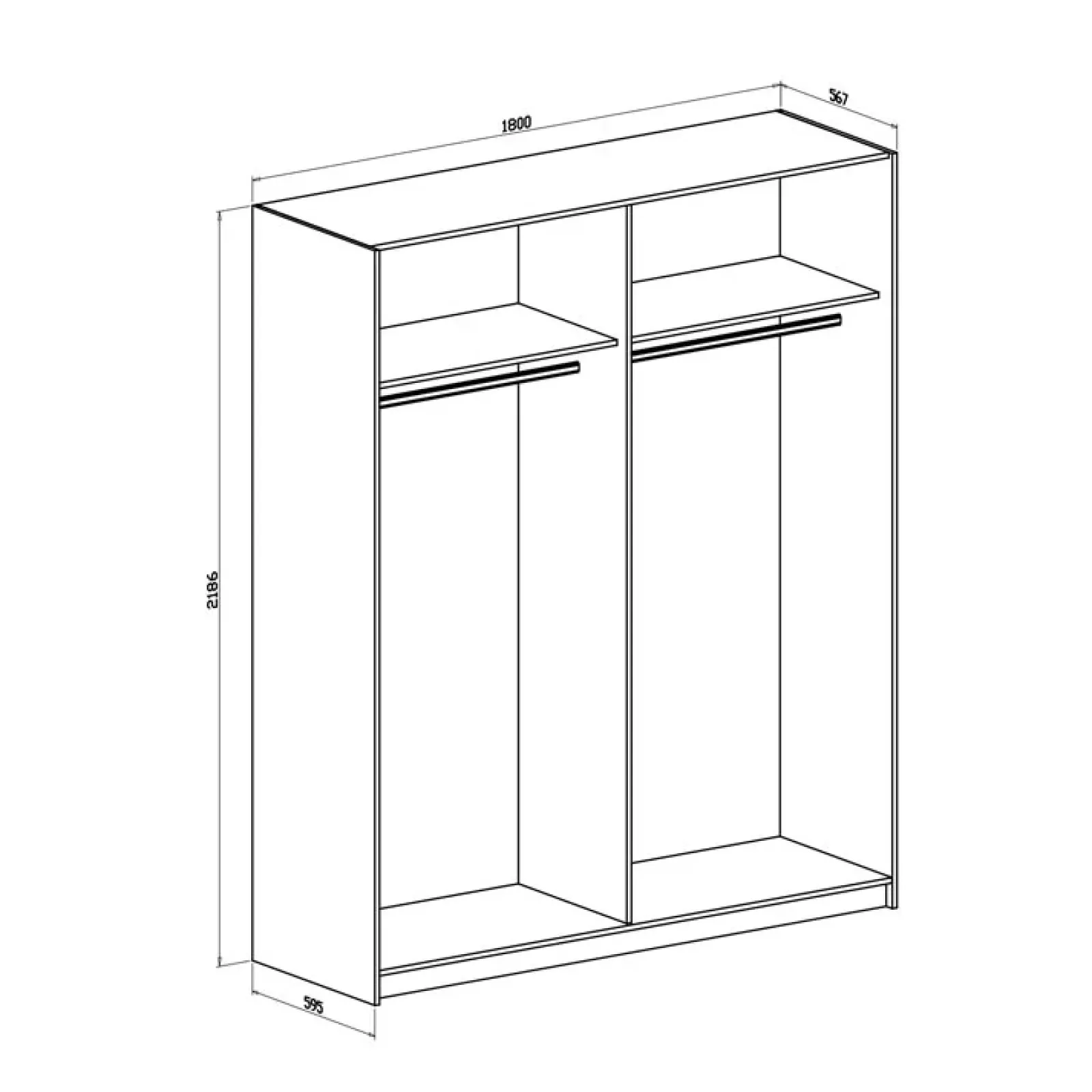 Garnero Arredamenti Armadio Ante A Specchio|Armadio Ante Scorrevoli-Armadio 180x219h cm 2 ante scorrevoli moderno Caracas Bianco Frassinato