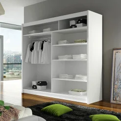 Garnero Arredamenti Armadio Ante Scorrevoli|Guardaroba-Armadio 180x215h cm 2 ante scorrevoli bianco opaco Karl