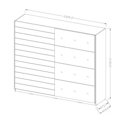 Garnero Arredamenti Armadio Ante A Specchio|Armadio Ante Scorrevoli-Armadio 220x210h cm 2 ante scorrevoli Cortina Gihome® Bianco Frassinato