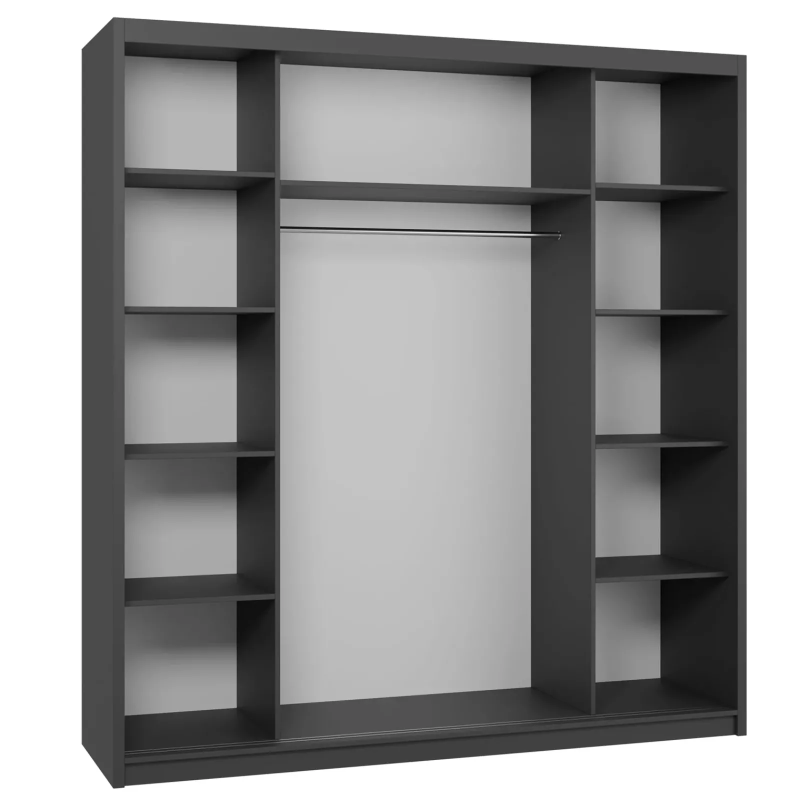 Garnero Arredamenti Armadio Ante Scorrevoli-Armadio 200x215h cm 2 ante scorrevoli con specchio rovere nero opaco Silven Rovere - Nero opaco