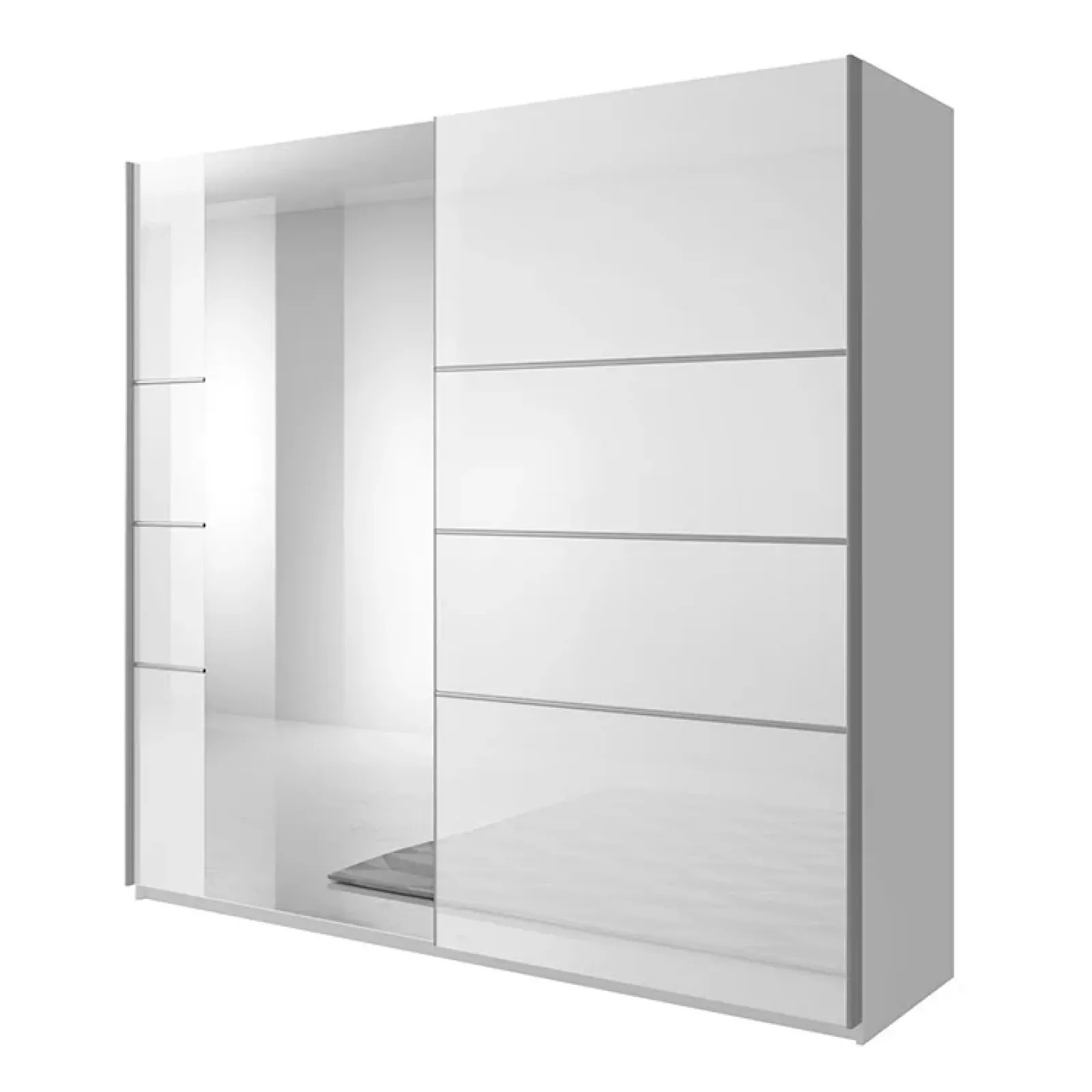 Garnero Arredamenti Armadio Ante Scorrevoli|Armadio Ante A Specchio-Armadio 200x210h cm 2 ante scorrevoli con specchio bianco lucido Marcus Gihome®