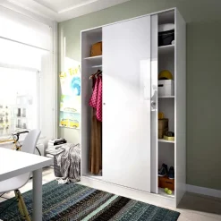 Garnero Arredamenti Armadio Cameretta|Armadio Ante Scorrevoli-Armadio 120x204h cm 2 ante scorrevoli Royal Bianco Lucido