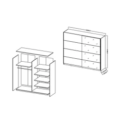 Garnero Arredamenti Armadio Ante A Specchio|Armadio Ante Scorrevoli-Armadio 221x210h cm 2 ante scorrevoli rovere bianco Copenhagen