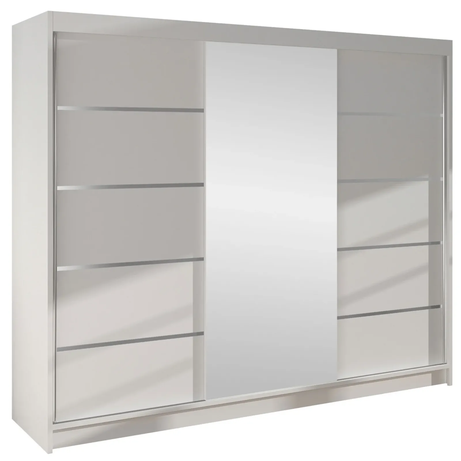 Garnero Arredamenti Armadio Ante Scorrevoli-Armadio 200x215h cm 2 ante scorrevoli con specchio Silven Bianco Opaco