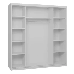 Garnero Arredamenti Armadio Ante Scorrevoli-Armadio 200x215h cm 2 ante scorrevoli con specchio Silven Bianco Opaco