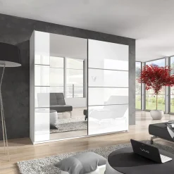 Garnero Arredamenti Armadio Ante A Specchio|Armadio Ante Scorrevoli-Armadio 221x210h cm 2 ante scorrevoli con specchio bianco lucido Marcus Gihome®