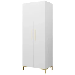 Garnero Arredamenti Armadi E Madie Ingresso|Armadi Soggiorno-Armadio 74x196h cm 2 ante soggiorno moderno bianco oro Nuvia Bianco Opaco - Oro