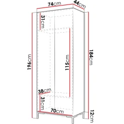 Garnero Arredamenti Armadi E Madie Ingresso|Armadi Soggiorno-Armadio 74x196h cm 2 ante soggiorno moderno bianco oro Nuvia Bianco Opaco - Oro