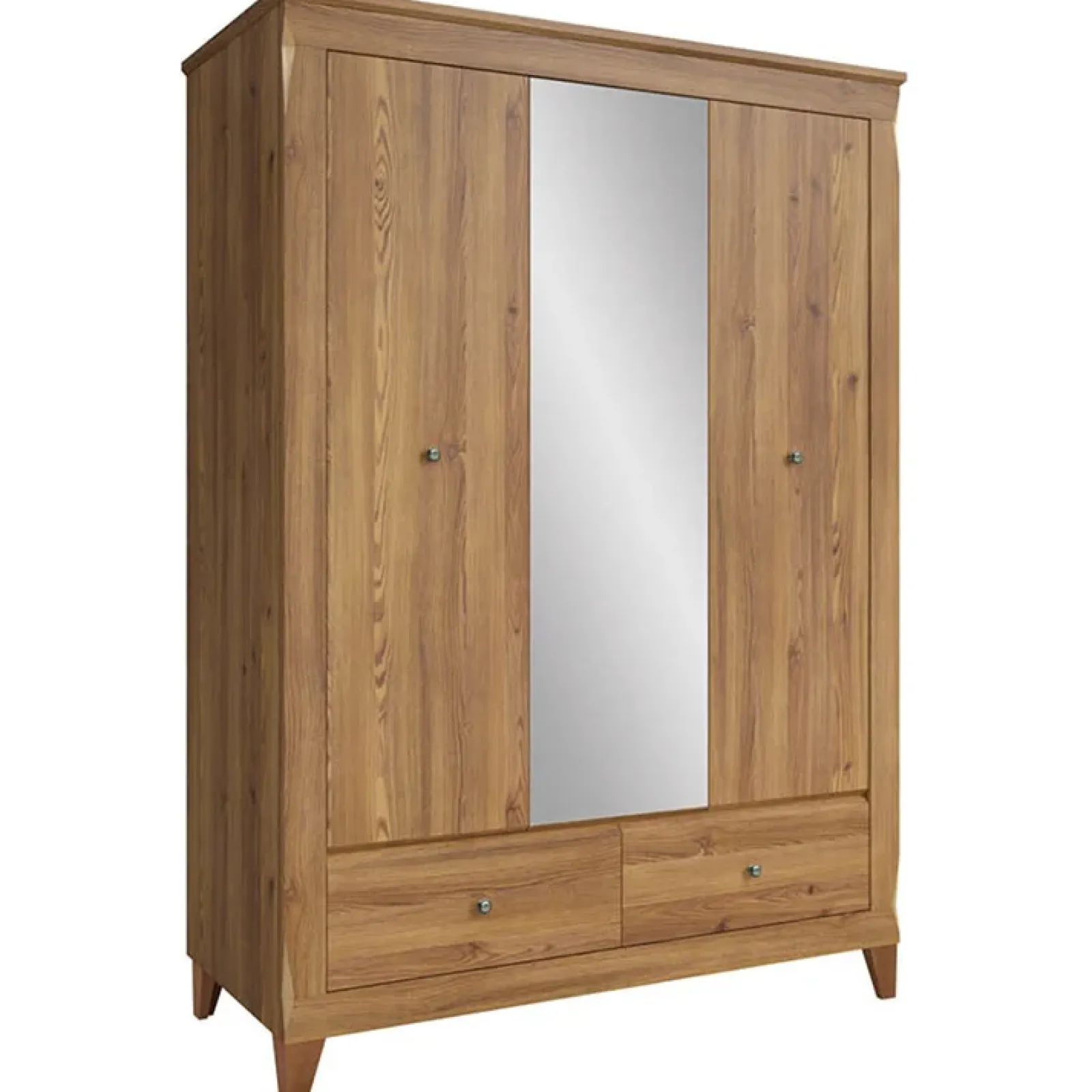 Garnero Arredamenti Armadio Ante A Specchio|Armadio Ante Battenti-Armadio 144x202h cm 3 ante specchio rovere scuro Lucca