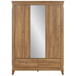 Garnero Arredamenti Armadio Ante A Specchio|Armadio Ante Battenti-Armadio 144x202h cm 3 ante specchio rovere scuro Lucca