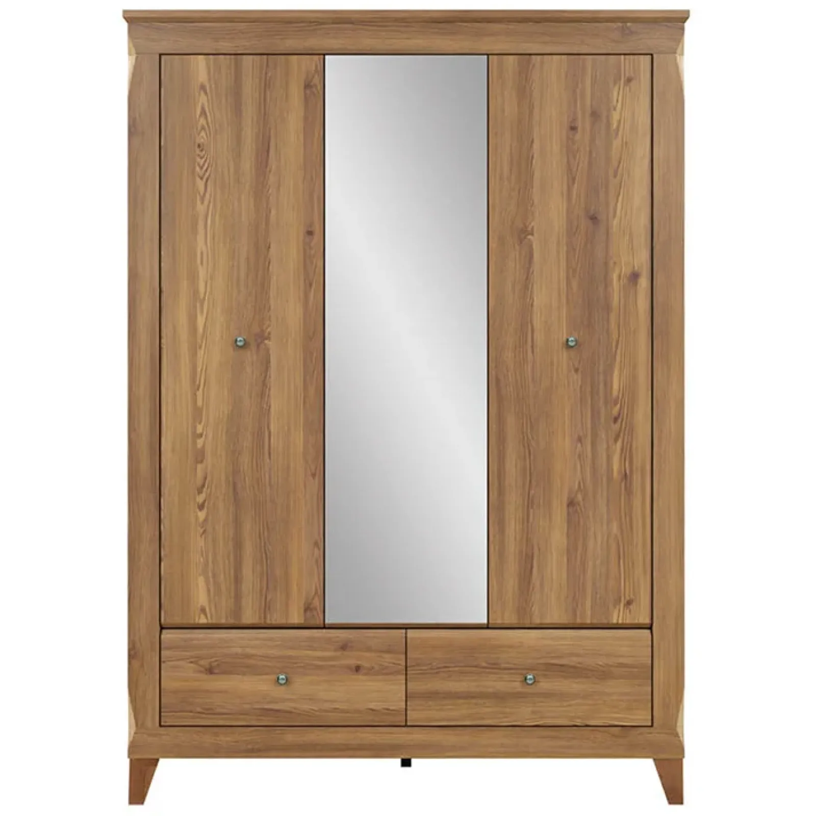 Garnero Arredamenti Armadio Ante A Specchio|Armadio Ante Battenti-Armadio 144x202h cm 3 ante specchio rovere scuro Lucca