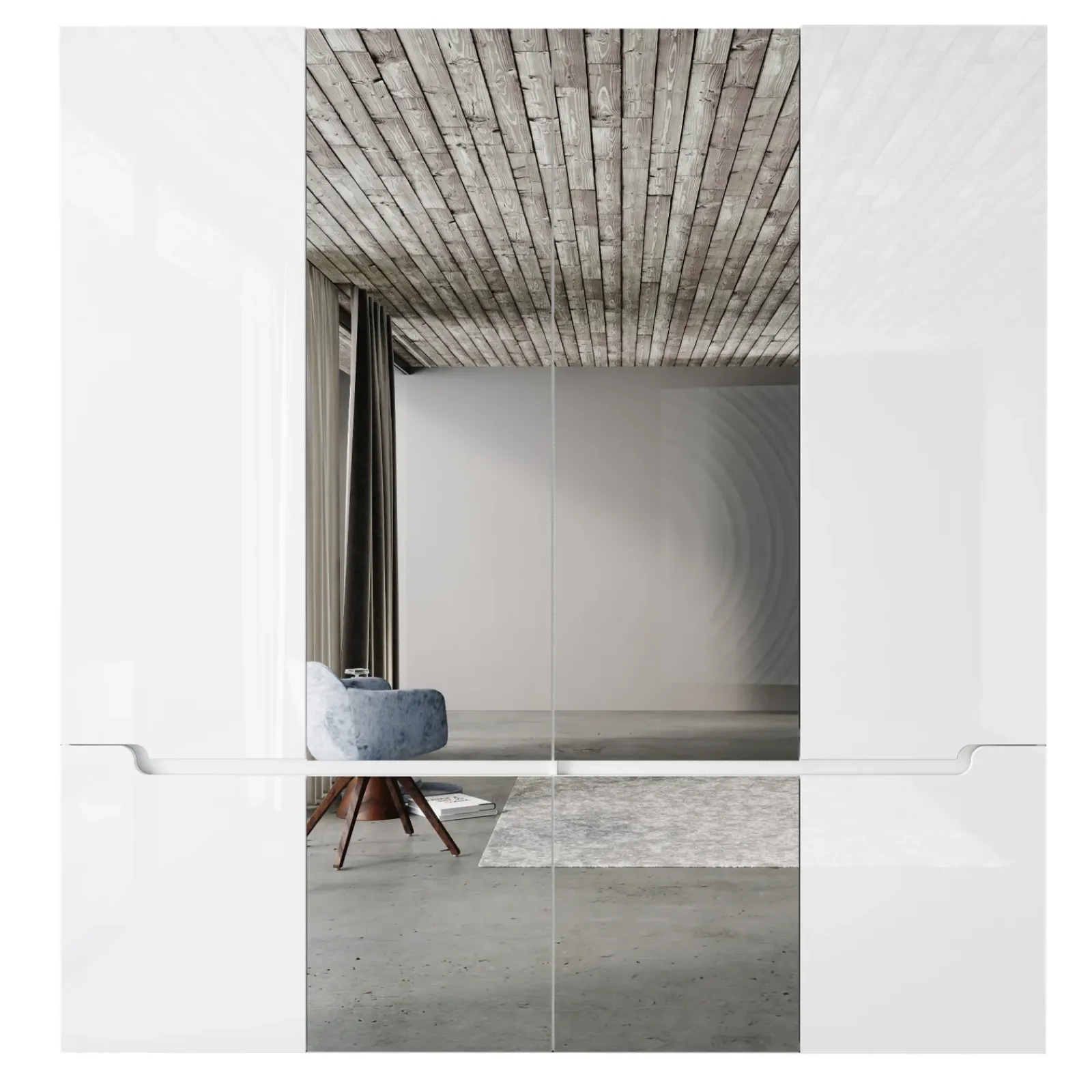 Garnero Arredamenti Armadio Ante A Specchio|Guardaroba-Armadio 200x209h cm 4 ante specchio bianco lucido Twilight