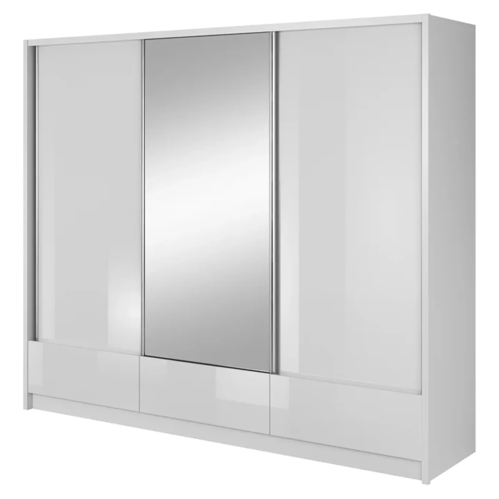Garnero Arredamenti Armadio Ante A Specchio|Armadio Ante Scorrevoli-Armadio 254x214h cm 3 cassetti 3 ante con specchio bianco lucido Tom Gihome®