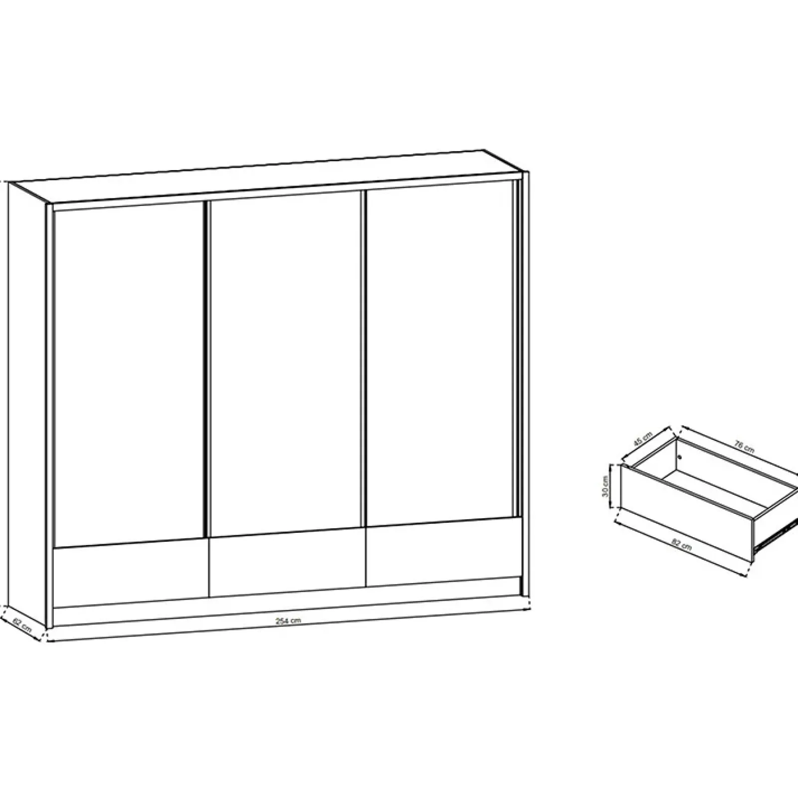 Garnero Arredamenti Armadio Ante A Specchio|Armadio Ante Scorrevoli-Armadio 254x214h cm 3 cassetti 3 ante con specchio bianco lucido Tom Gihome®