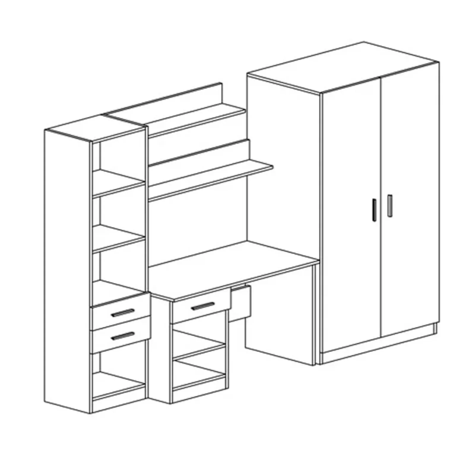 Garnero Arredamenti Armadio Cameretta-Armadio 220x180h cm cameretta con scrivania e libreria rovere blu petrolio Alex Gihome® Blu Petrolio - Rovere