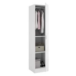 Garnero Arredamenti Armadio Ante Battenti|Guardaroba-Armadio 41x184h cm con barra appendiabiti legno bianco Juan Bianco Opaco