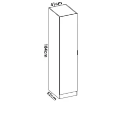 Garnero Arredamenti Armadio Ante Battenti|Guardaroba-Armadio 41x184h cm con barra appendiabiti legno bianco Juan Bianco Opaco