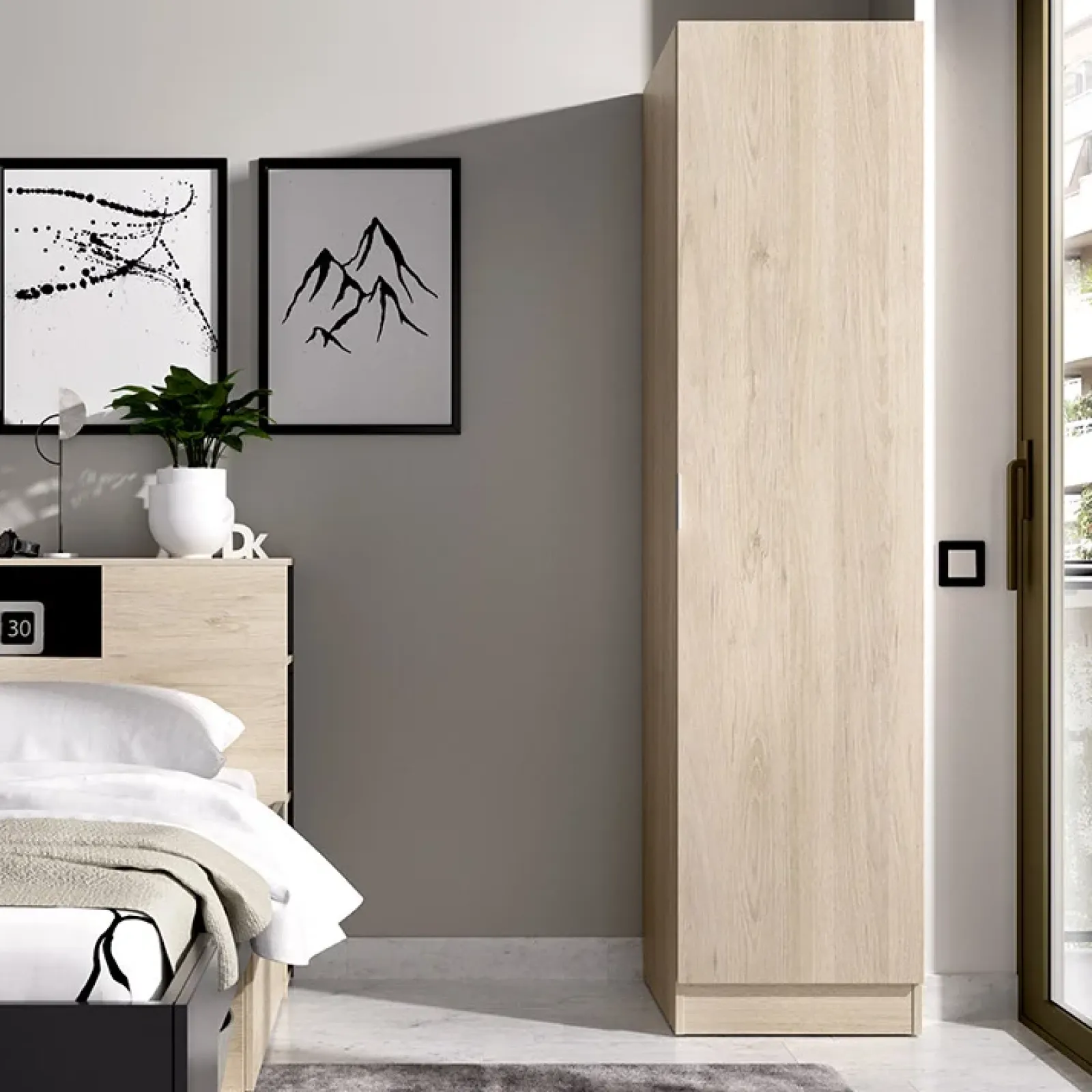 Garnero Arredamenti Armadio Ante Battenti|Guardaroba-Armadio 41x184h cm con barra appendiabiti legno Juan Rovere