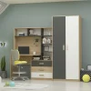 Garnero Arredamenti Scrivanie Per Ragazzi|Armadio Cameretta-Armadio 210x190h cm con scrivania rovere antracite bianco Chiaretto