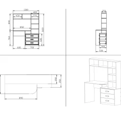 Garnero Arredamenti Scrivanie Per Ragazzi|Armadio Cameretta-Armadio 210x190h cm con scrivania rovere antracite bianco Chiaretto