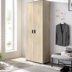 Garnero Arredamenti Armadio Ante Battenti|Mobili Multiuso-Armadio 78x190h cm due ante con ripiani multiuso vano porta scope legno Ander