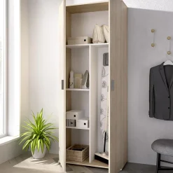 Garnero Arredamenti Armadio Ante Battenti|Mobili Multiuso-Armadio 78x190h cm due ante con ripiani multiuso vano porta scope legno Ander