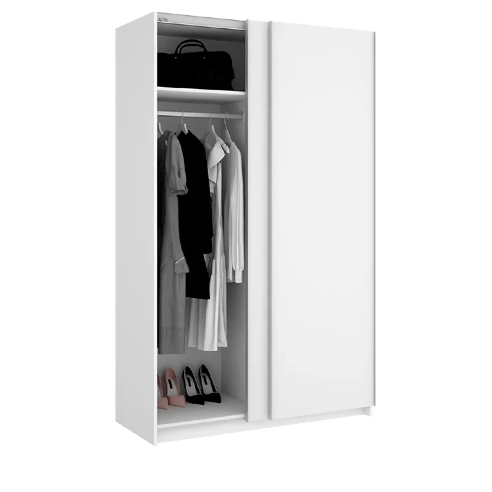 Garnero Arredamenti Armadio Ante Scorrevoli|Guardaroba-Armadio 120x204h cm due ante scorrevoli bianco Daniel