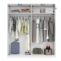 Garnero Arredamenti Armadio Cameretta|Armadio Ante Battenti-Armadio 180x200h cm moderno 4 ante bianco lucido Mike Gihome®