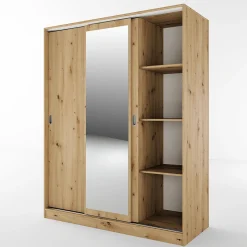 Garnero Arredamenti Armadio Ante A Specchio|Armadio Ante Scorrevoli-Armadio 150x191h cm scorrevole con specchio Collodi Rovere Rustico