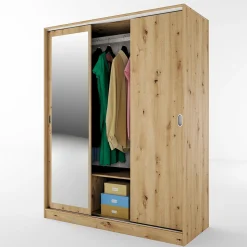 Garnero Arredamenti Armadio Ante A Specchio|Armadio Ante Scorrevoli-Armadio 150x191h cm scorrevole con specchio Collodi Rovere Rustico