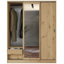 Garnero Arredamenti Armadio Ante A Specchio|Armadio Ante Scorrevoli-Armadio 150x191h cm scorrevole con specchio Collodi Rovere Rustico