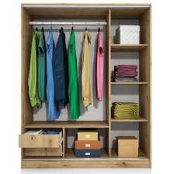 Garnero Arredamenti Armadio Ante A Specchio|Armadio Ante Scorrevoli-Armadio 150x191h cm scorrevole con specchio Collodi Rovere Rustico