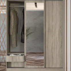 Garnero Arredamenti Armadio Ante A Specchio|Armadio Ante Scorrevoli-Armadio 150x191h cm scorrevole con specchio sonoma Collodi Rovere
