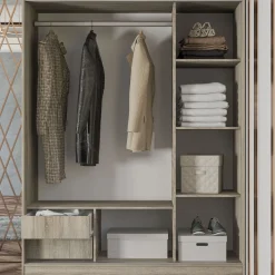 Garnero Arredamenti Armadio Ante A Specchio|Armadio Ante Scorrevoli-Armadio 150x191h cm scorrevole con specchio sonoma Collodi Rovere