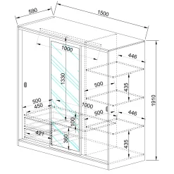Garnero Arredamenti Armadio Ante A Specchio|Armadio Ante Scorrevoli-Armadio 150x191h cm scorrevole con specchio sonoma Collodi Rovere