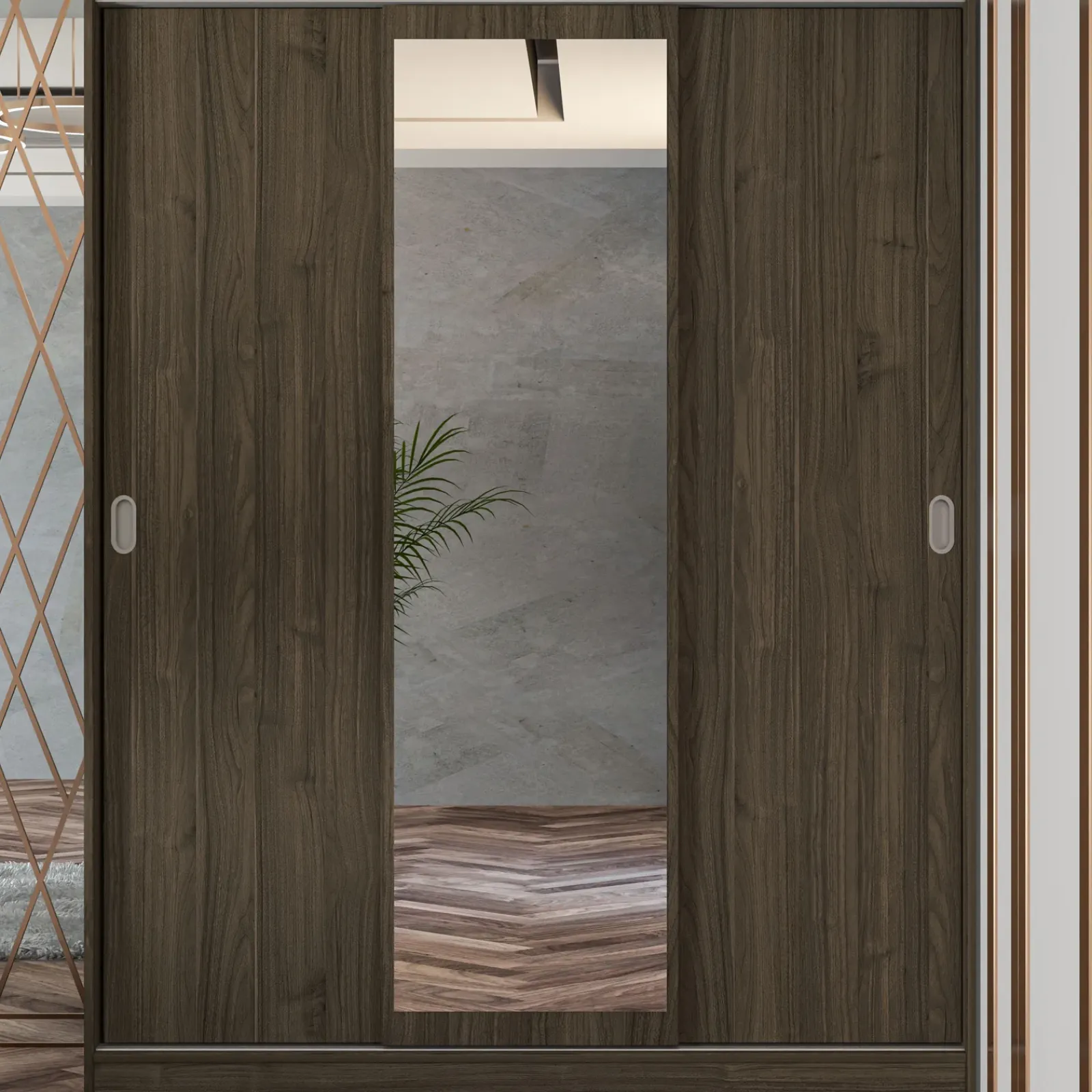 Garnero Arredamenti Armadio Ante A Specchio|Armadio Ante Scorrevoli-Armadio 150x191h cm scorrevole con specchio Collodi Noce