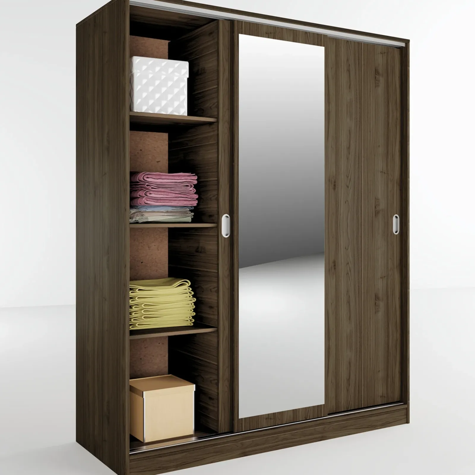 Garnero Arredamenti Armadio Ante A Specchio|Armadio Ante Scorrevoli-Armadio 150x191h cm scorrevole con specchio Collodi Noce