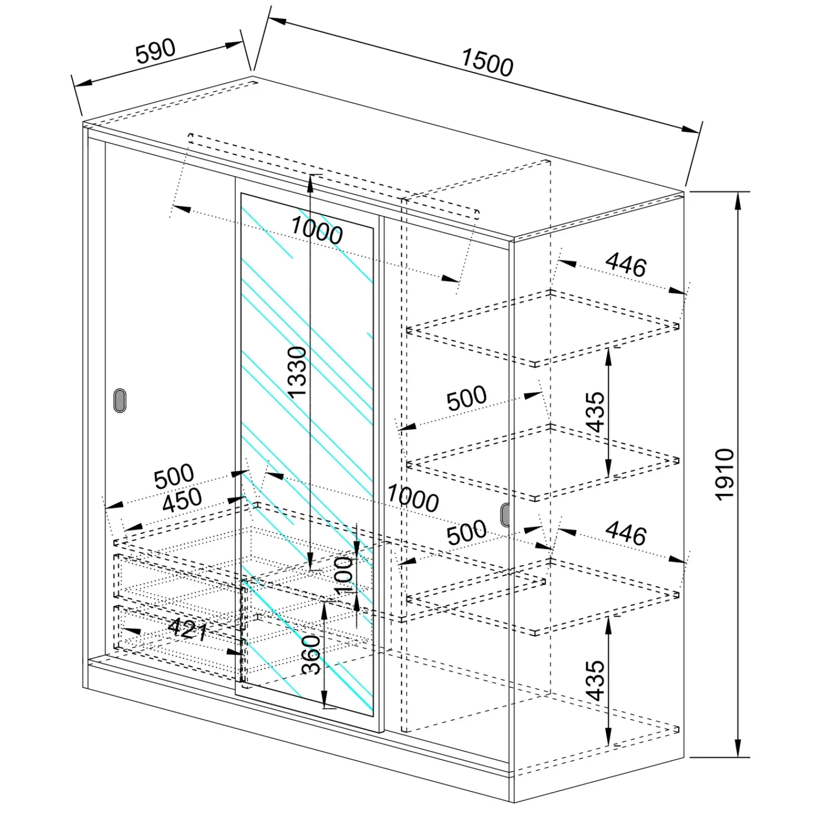 Garnero Arredamenti Armadio Ante A Specchio|Armadio Ante Scorrevoli-Armadio 150x191h cm scorrevole con specchio Collodi Noce