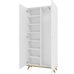 Garnero Arredamenti Armadi E Madie Ingresso|Armadi Soggiorno-Armadio 90x190h cm soggiorno 2 ante con specchio bianco rovere Clea