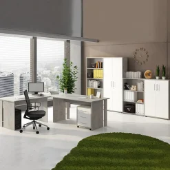 Garnero Arredamenti Arredo Ufficio Completo-Arredo ufficio completo bianco frassinato cemento Woody Bianco Frassinato - Cemento