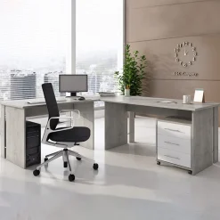 Garnero Arredamenti Arredo Ufficio Completo-Arredo ufficio completo bianco frassinato cemento Woody Bianco Frassinato - Cemento